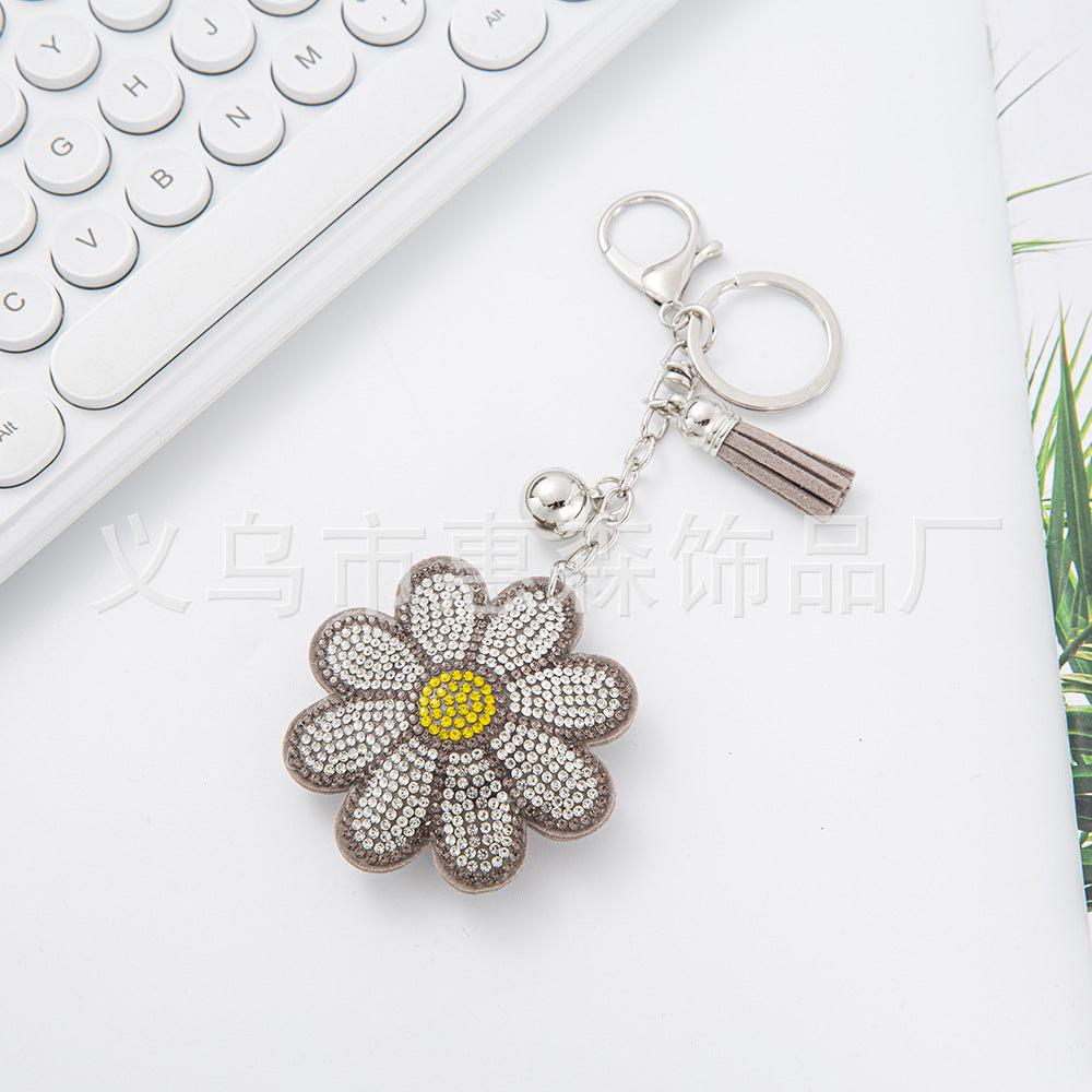 Wholesale creative cute diamond-encrusted flower keychain