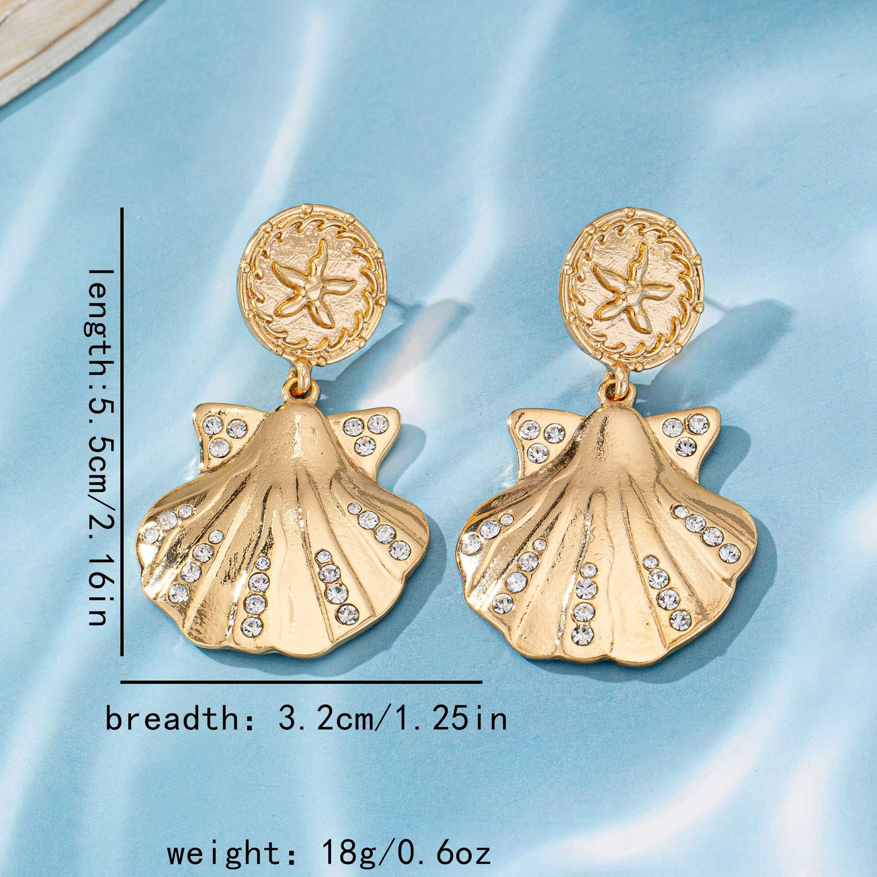 Wholesale Electroplated Alloy Starfish Shell Earrings Vacation Chic Women Jewelry Accessory Boutique Resale