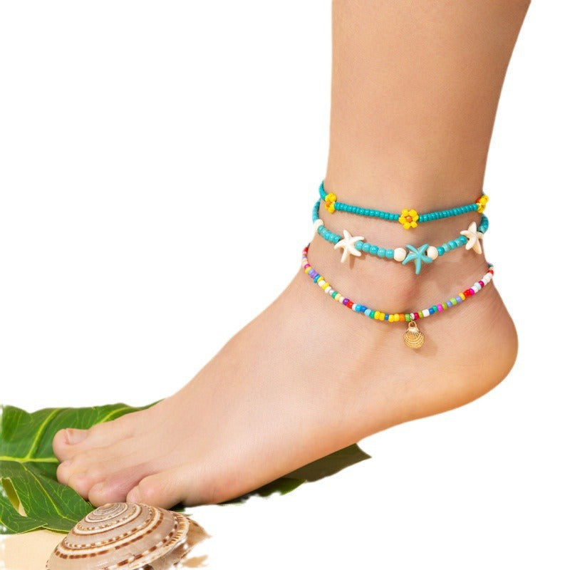Wholesale rice beads daisy anklet
