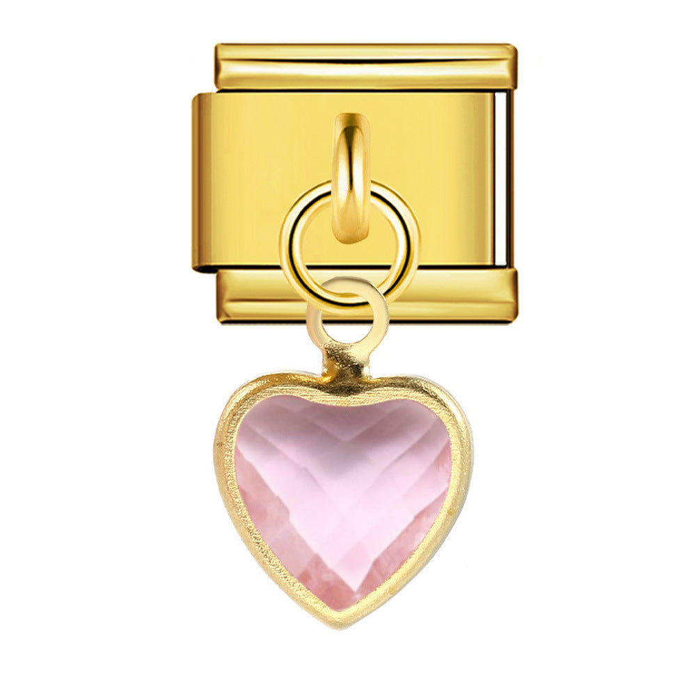 Wholesale Italian modular heart pendant  stainless steel DIY  bracelet