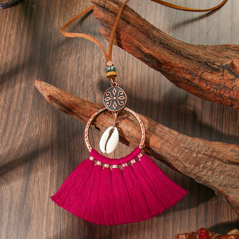 Wholesale Retro Ethnic Style Flower Shell Hollow Necklace Jewelry Accessory for Gift Boutique Resale