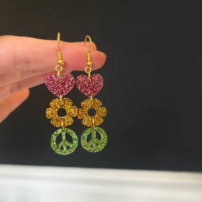 Wholesale Contrast Color Flower Acrylic Earrings ACC-ES-AnDao042