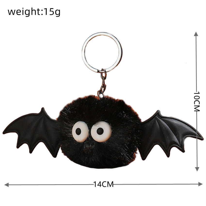 Wholesale Cartoon Bat Fur Ball Keychain,  Purple Silicone Bag Charm,  Cute Monster Elf Key Ring for Gift and Resale
