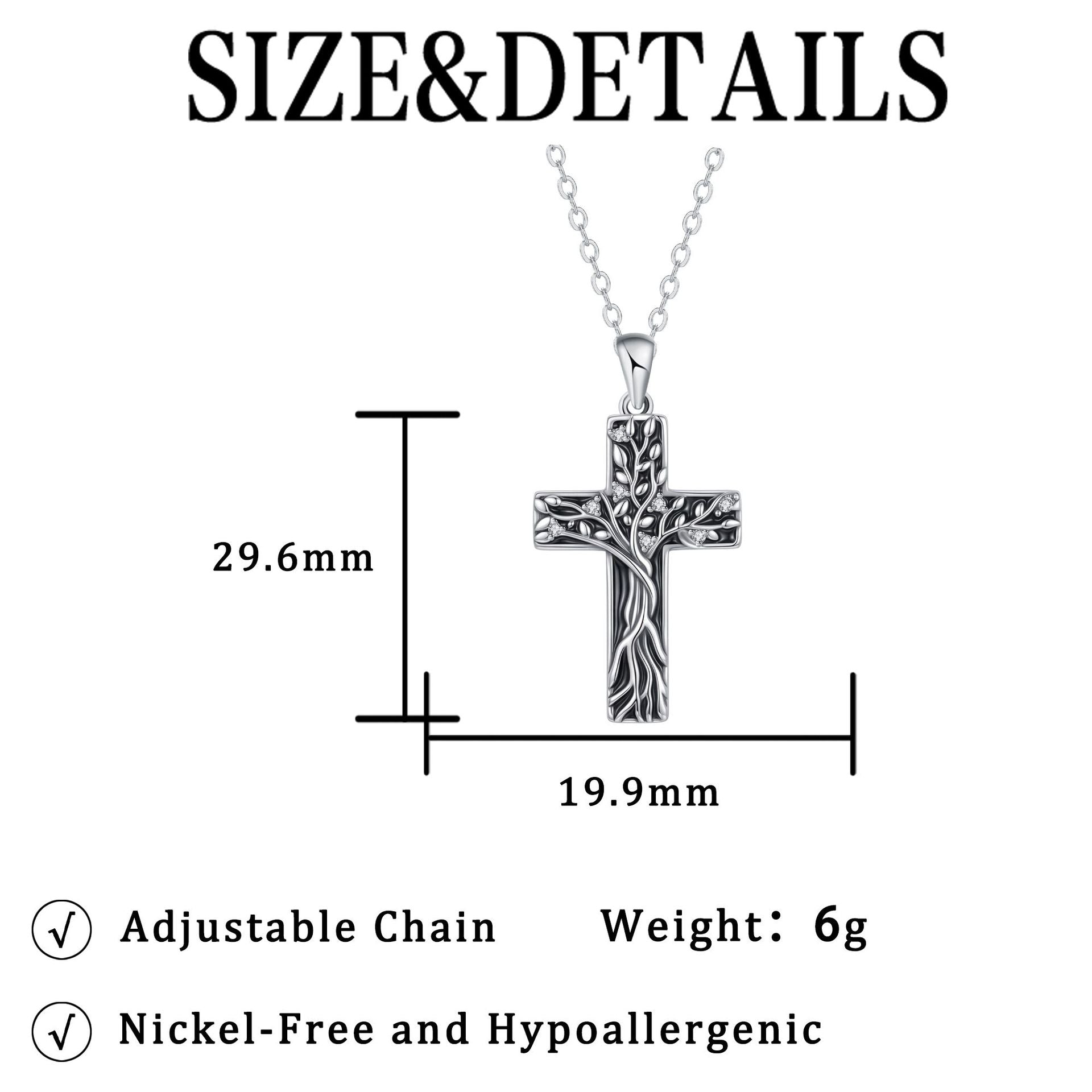 Wholesale Vintage Cross Tree of Life Zircon Pendant Necklace Copper Jewelry Boutique Resale