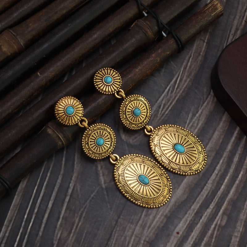 Wholesale Bohemian Retro Teardrop Dangle Stud Earrings with Tassels