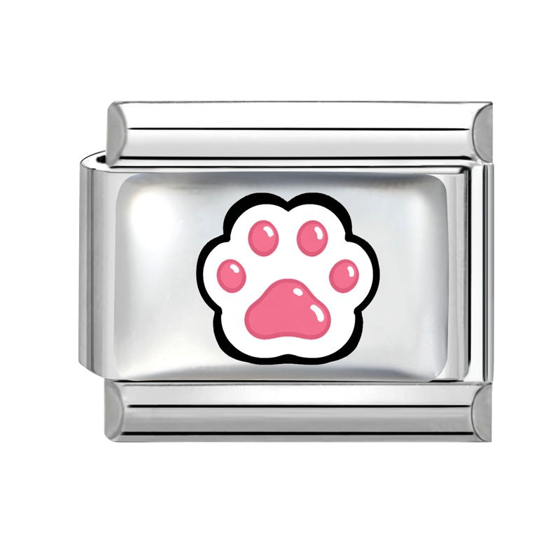 Wholesale Cute Pet Paw Print Charms Stainless Steel For DIY Bracelet Making Fashion Jewelry Accessory Gift