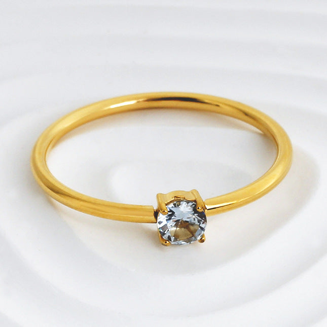 Wholesale 2PCS Titanium steel colored zircon ring