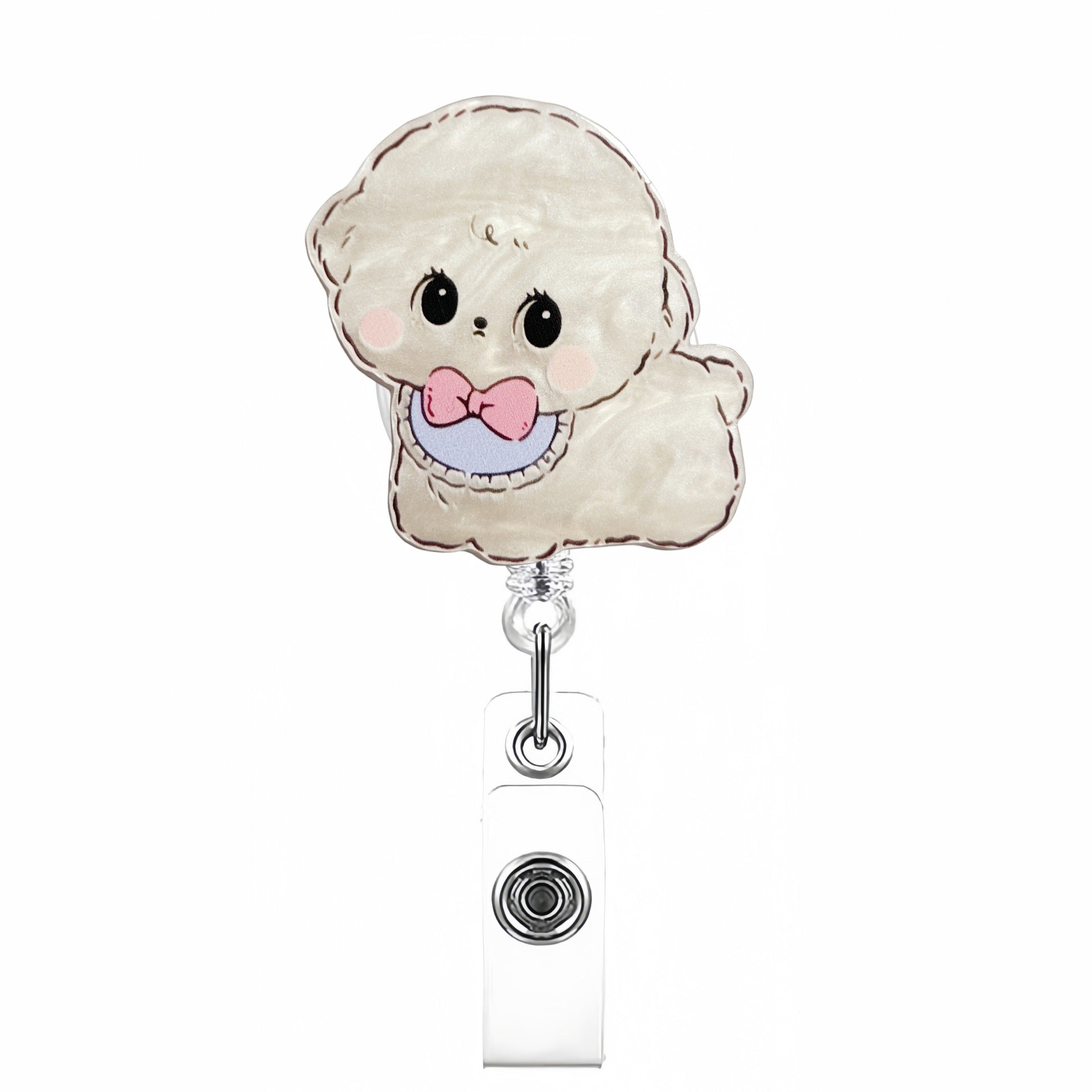 Wholesale Cute Pet Series Acrylic Retractable Rotating Badge Keychain