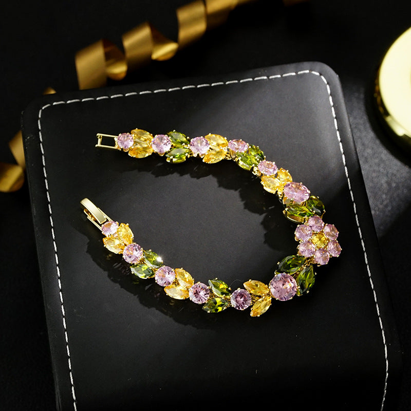 Wholesale  Color Zirconium Flower Bracelet