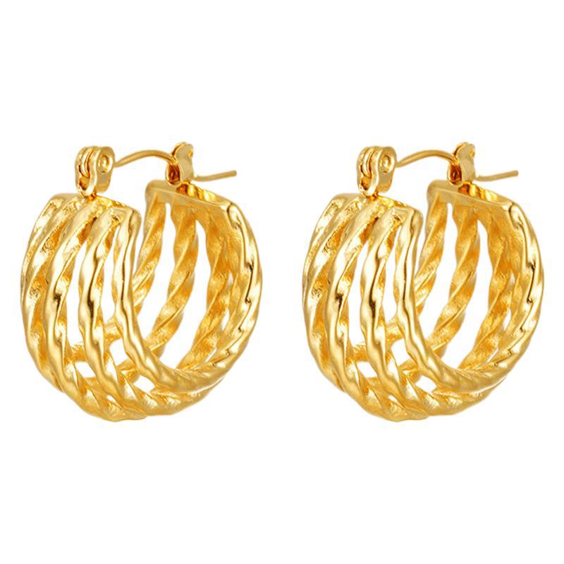 Wholesale temperament stitching twisted titanium steel earrings