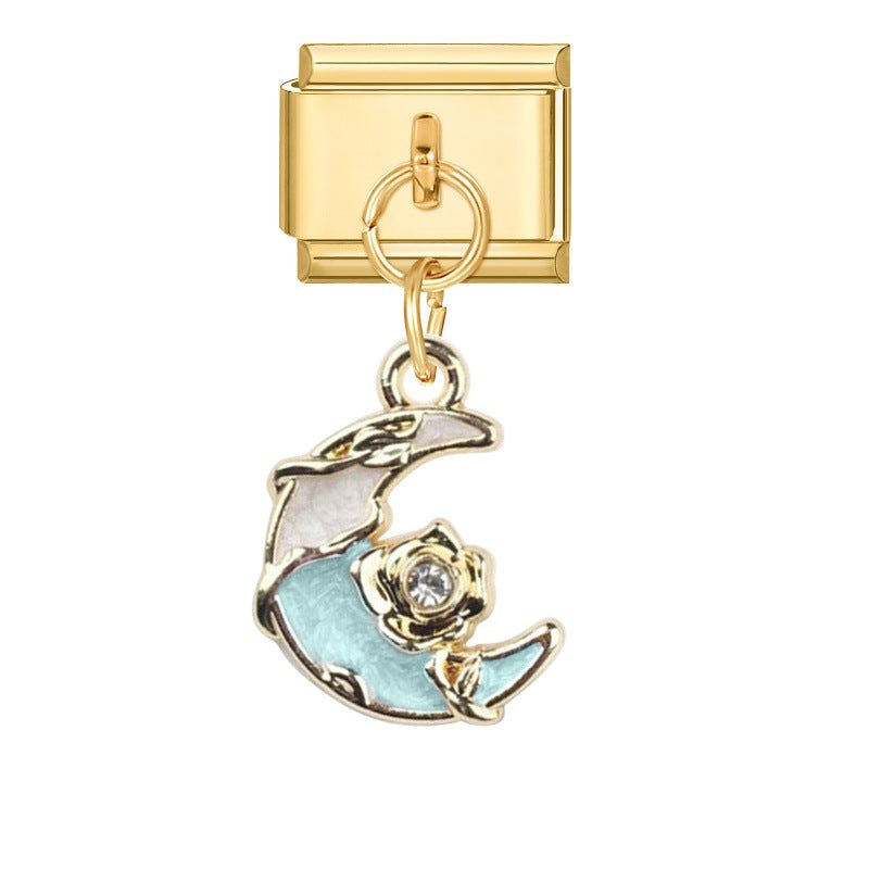 Wholesale Italian Charm Bracelet 9mm DIY Splicing Gold Pendant Stainless Steel Composable Bracelet