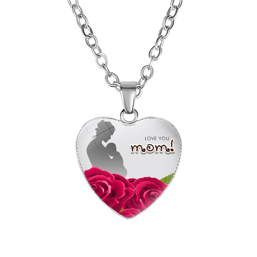 Wholesale  Mom's Love MOM Heart Pendant Necklace