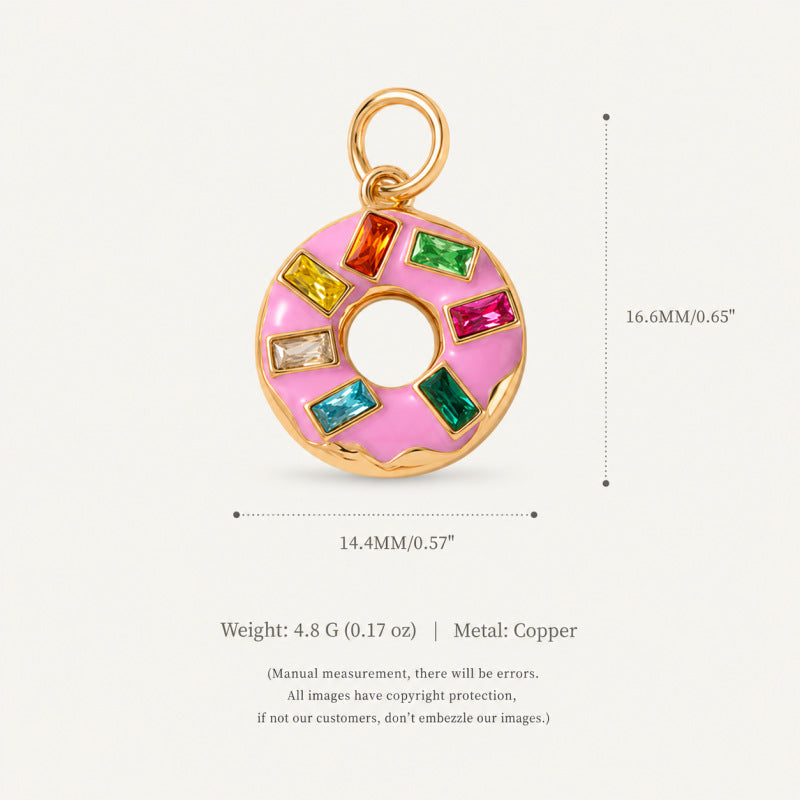 Wholesale Trendy Korean Style Fruit Dessert Pendant Charms Donut Pizza Cake Design Plated Copper DIY Jewelry Accessory For Bracelet Necklace Making Gift Boutique Resale