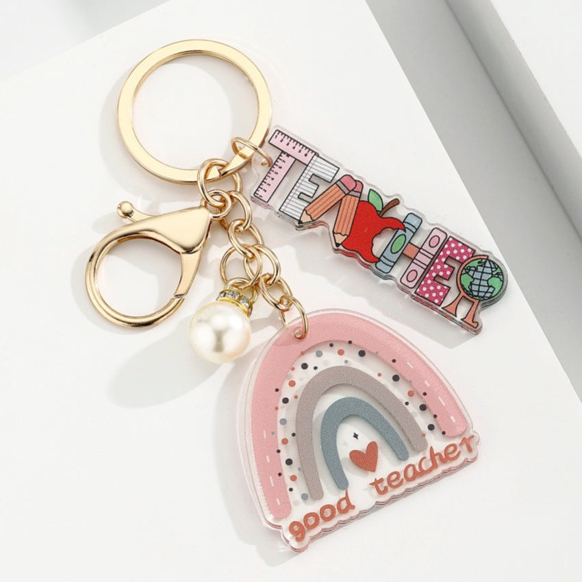 Portachiavi a forma di matita con portapenne a cuore acrilico all'ingrosso