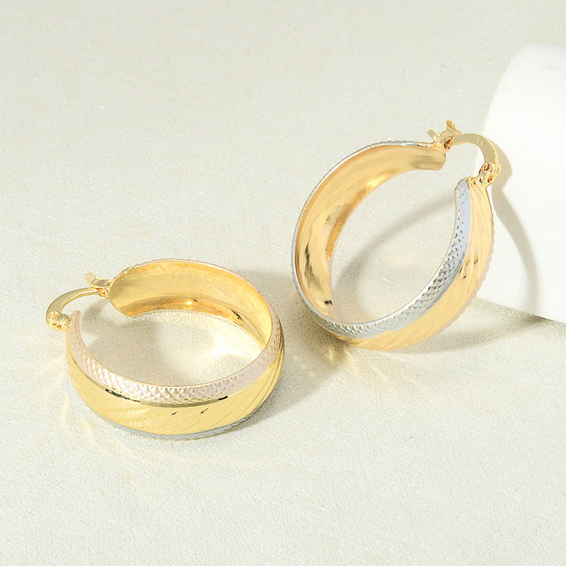 Wholesale Modern Round Wide Brass Gold Plated Earrings Hoop ACC-ES-MoCai002