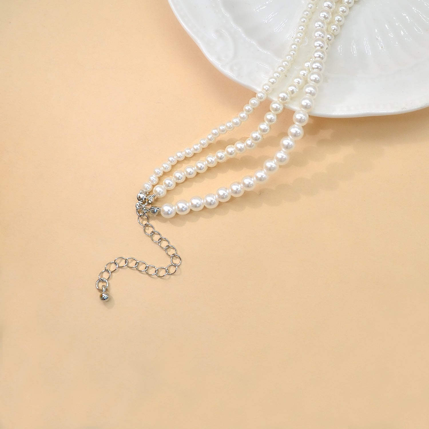 Wholesale retro  pearl stacked woven Baroque necklace