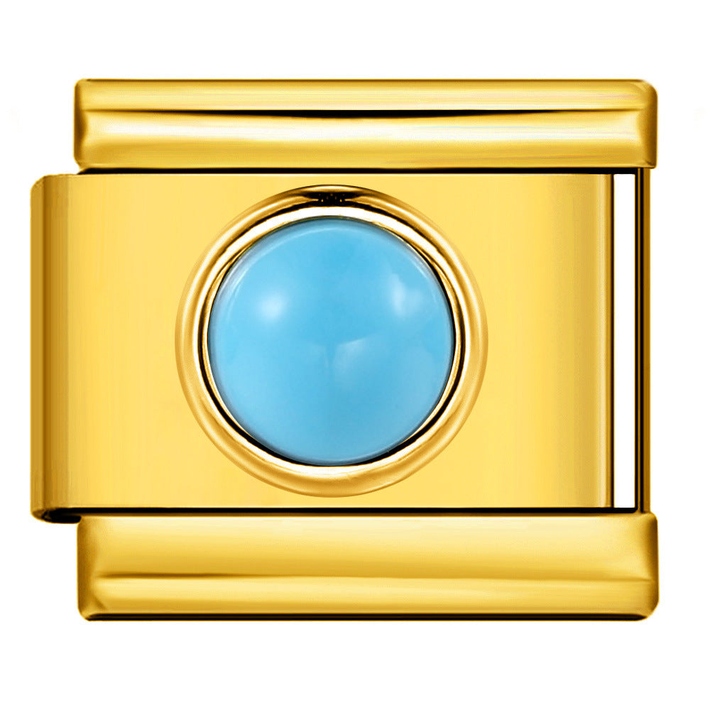 Bracelet de charme italien en gros 9 mm DIY Splicing Colorful Heart Circle Diamond en acier inoxydable Bracelet composable