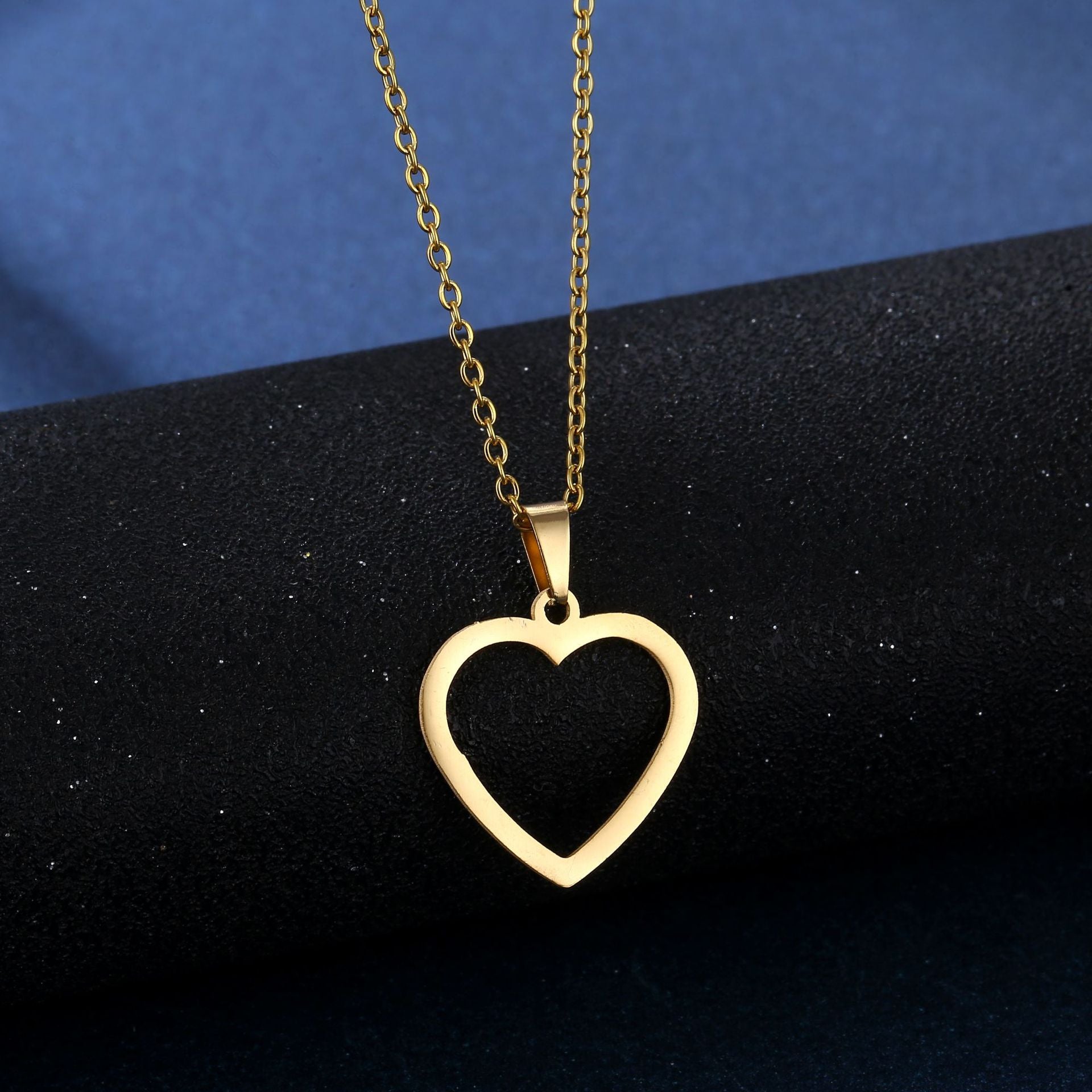 Wholesale Gold Simple Love Stainless Steel Necklace Earrings Set ACC-ES-MinM030