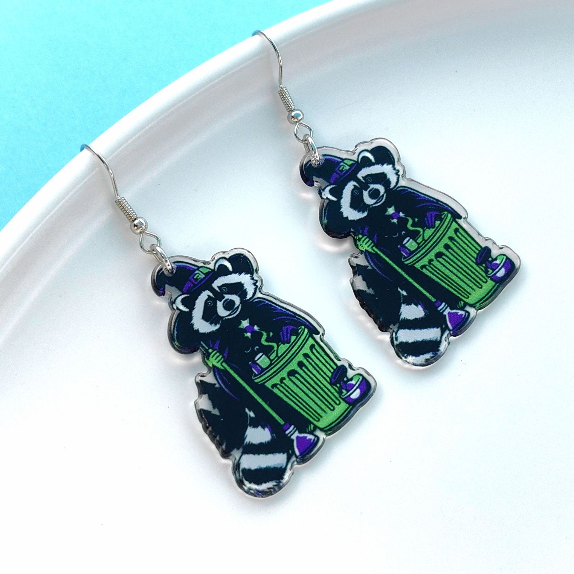 Wholesale Halloween Pumpkin Raccoon Double Sided Printed Acrylic Earrings ACC-ES-XiZhao020