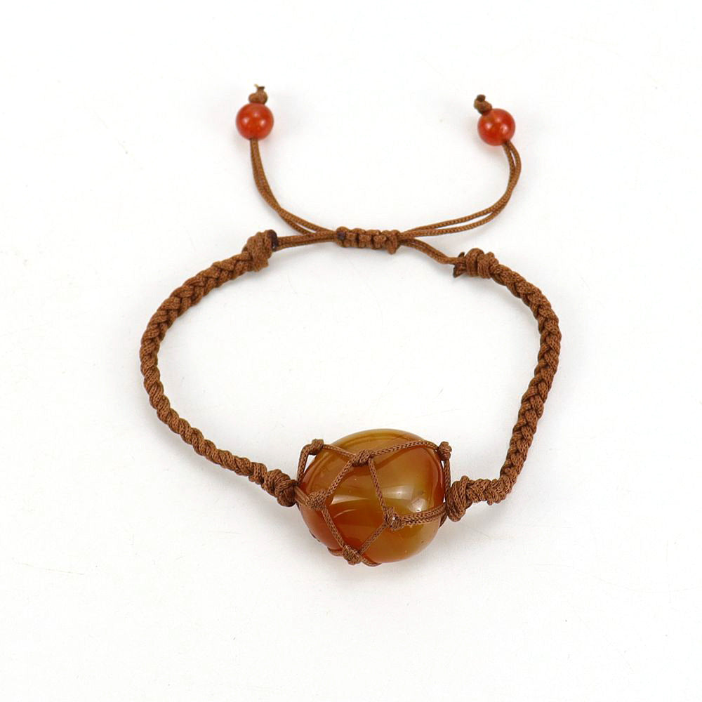 Wholesale Hand Woven Brown Jade Thread Crystal Amethyst Stone Net Pocket Bracelet ACC-BT-HanX003