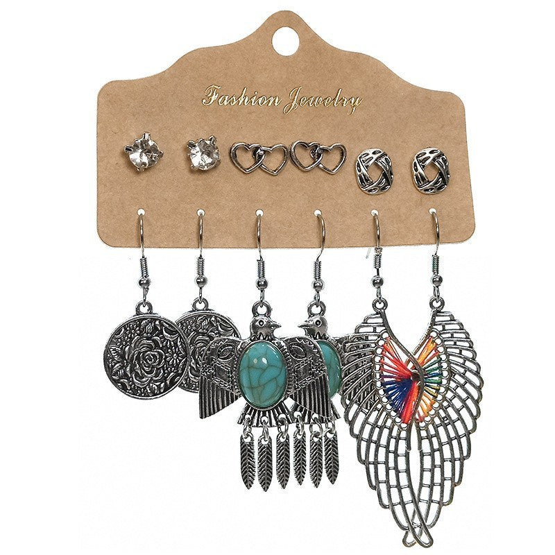 Wholesale Retro Owl Earrings Set 6 Pieces Alloy Electroplated Boutique Resale