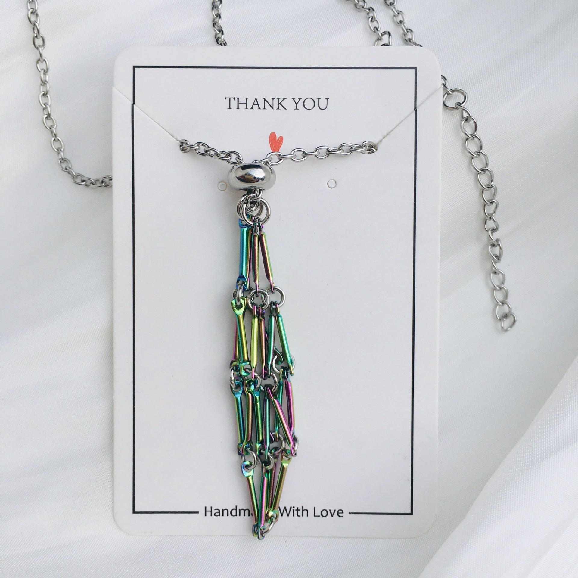 Wholesale Crystal Natural Stone Bamboo Adjustable Stainless Steel Mesh Necklace ACC-NE-RongGuan003