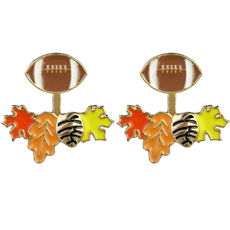 Wholesale 2 Pairs/pack Thanksgiving Day Turkey Maple Leaf Pumpkin Fox Football Earrings Acrylic Earrings ACC-ES-HY145