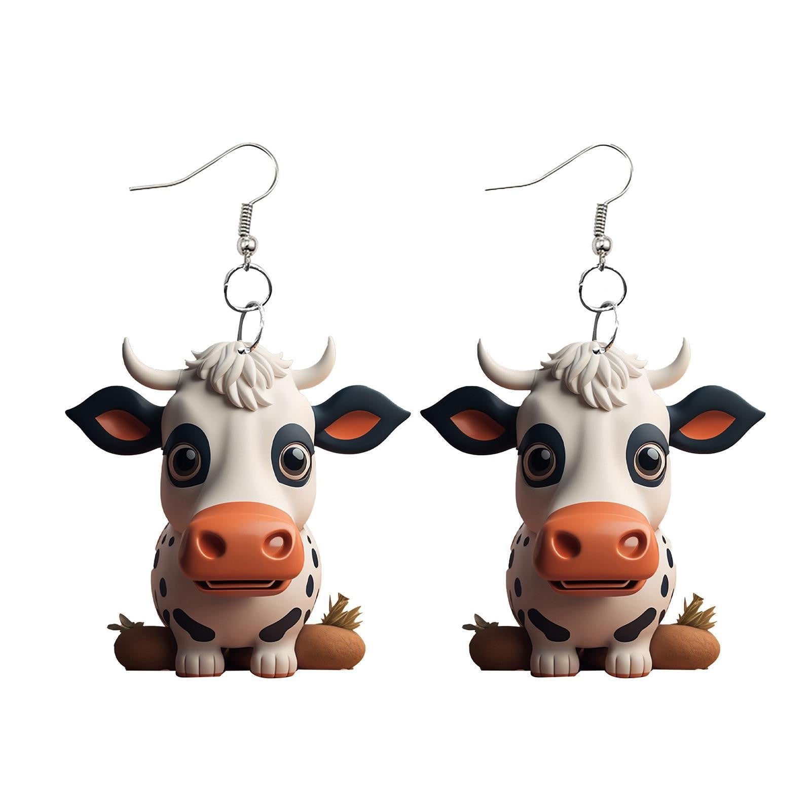 Wholesale Cartoon Colorful Cow Flat Acrylic Earrings ACC-ES-YuanJi002