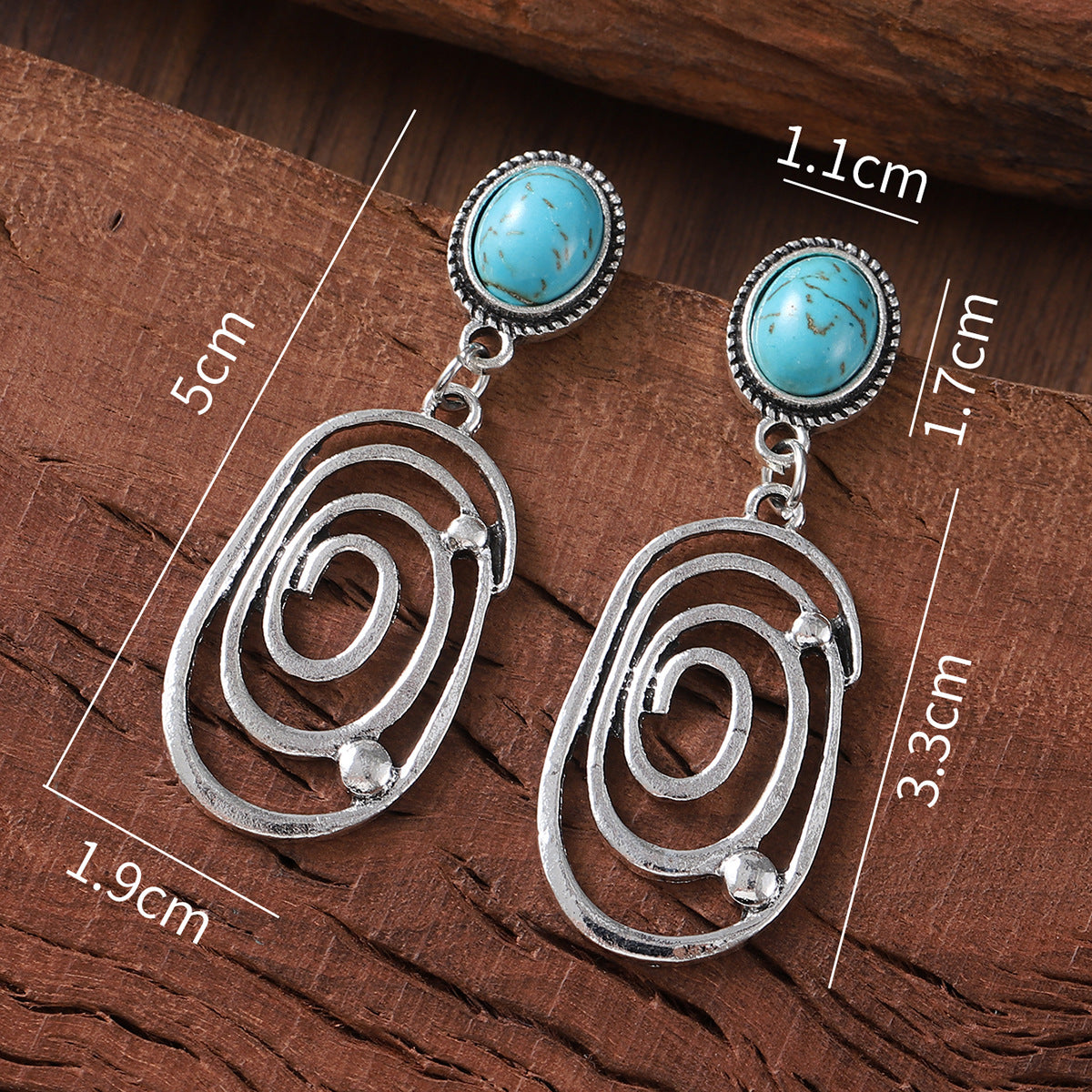Wholesale  irregular lines turquoise pendant earrings