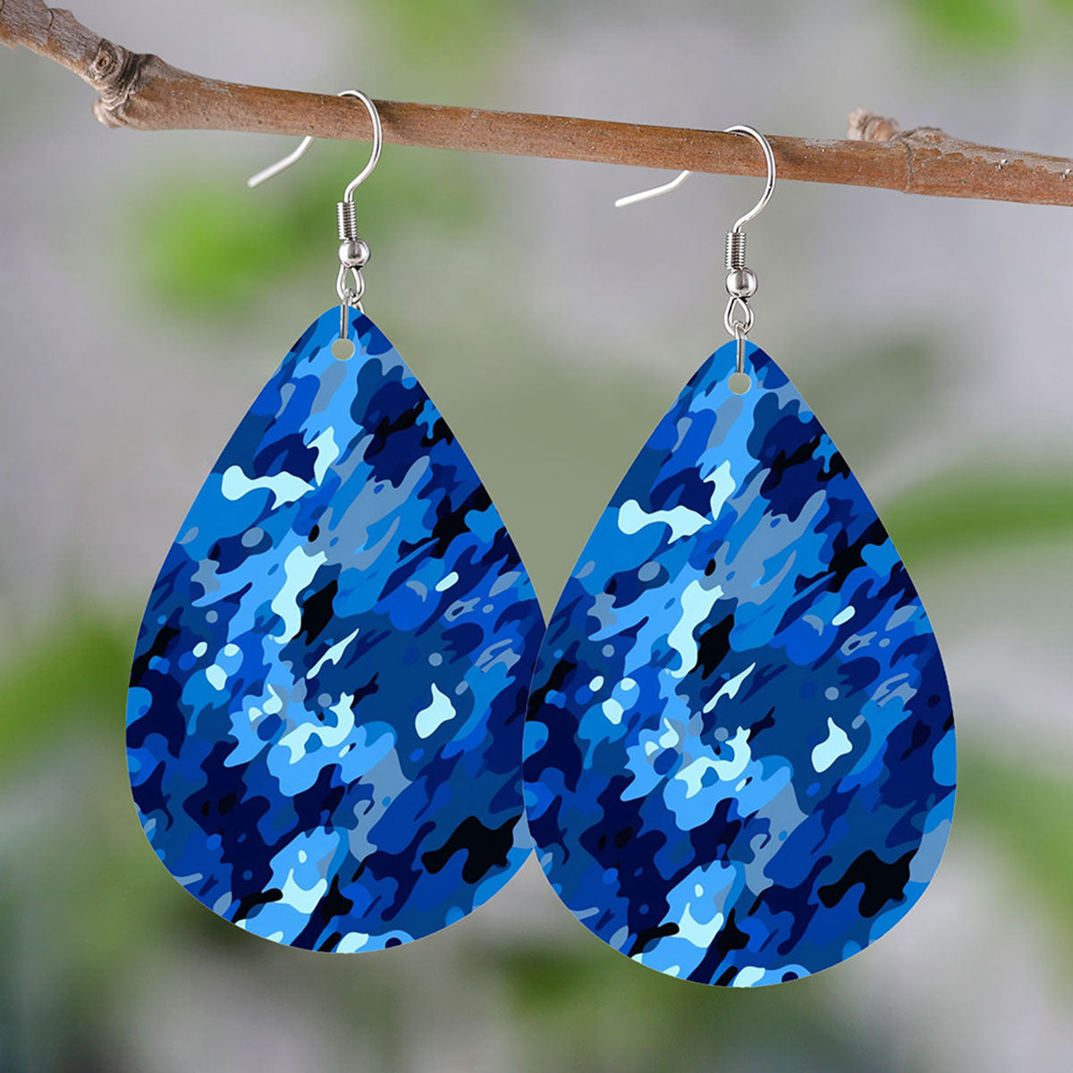 Wholesale Green camouflage water drop earrings