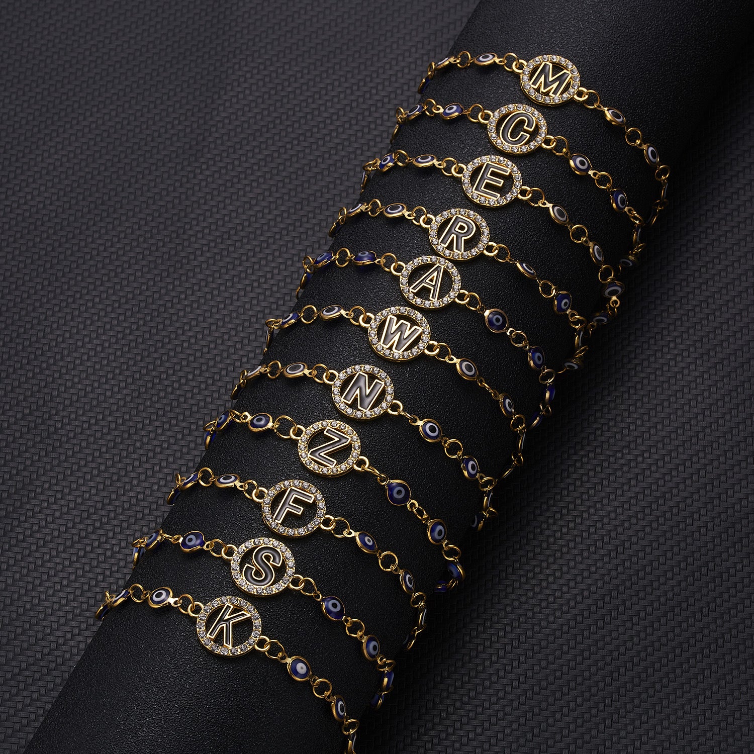 Wholesale Letter Rhinestone Blue Eyes Alloy Adjustable Bracelet