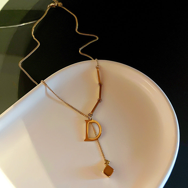 Wholesale Real Gold Plated Zircon Letter Necklace ACCVIP-NE-KJ001