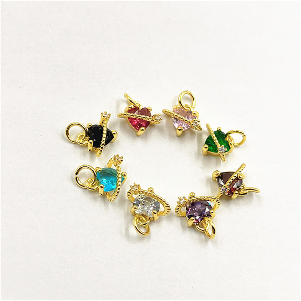 Wholesale Colorful zircon heart pendant