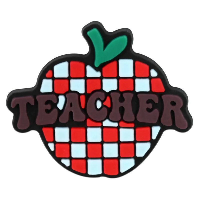 Wholesale  Random 100pcs Teacher' s Day Series  PVC Soft Rubber Shoe Buckle Decoration