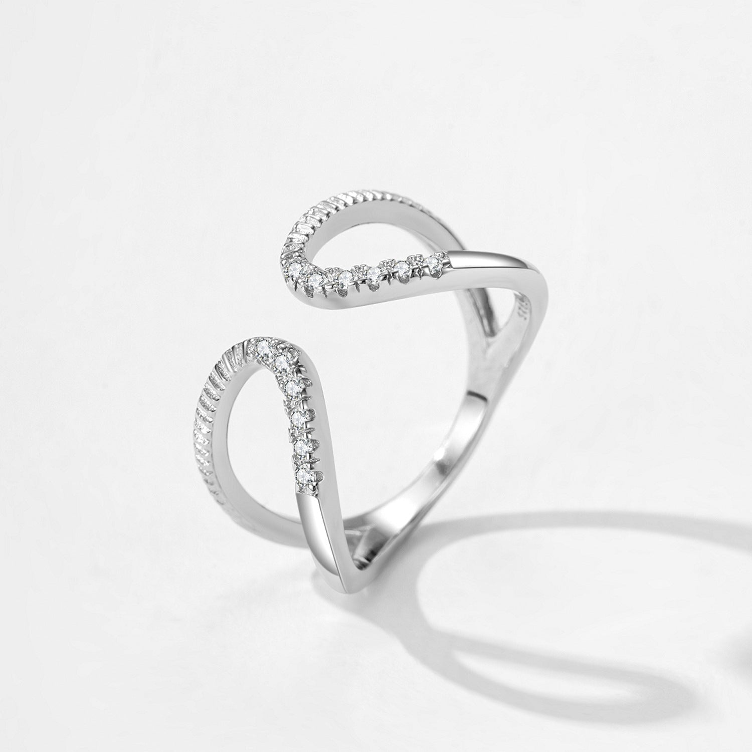 Wholesale S925 sterling silver double layer open ring hollow line ring