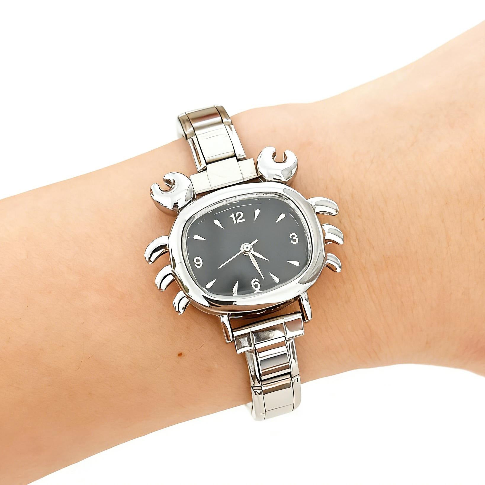 Wholesale Stylish Square Crab Design Stainless Steel Quartz Watch with Fashion Strap for Everyday Wear