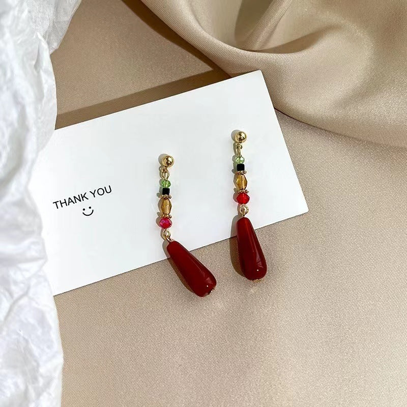 Wholesale Electroplated Resin Beaded Tassel Earrings Retro Chinese Dangle Drop Earrings for Women Party Wear