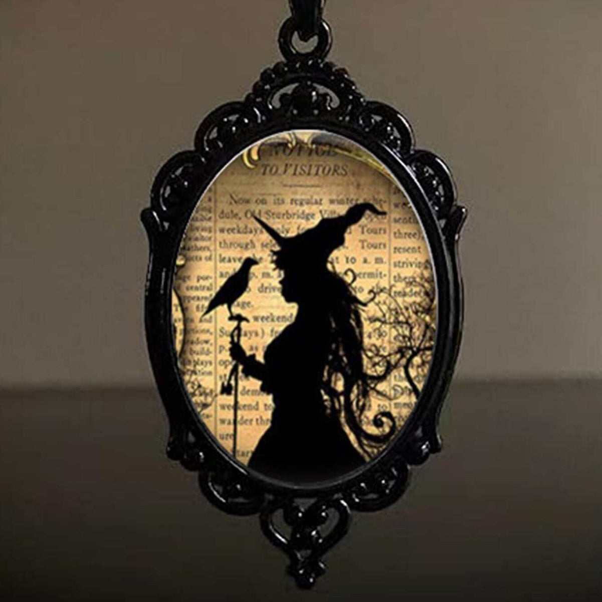 Wholesale  Black Bird Witch Alloy Necklace with Cross Chain,  Fashion Accessory for Resale