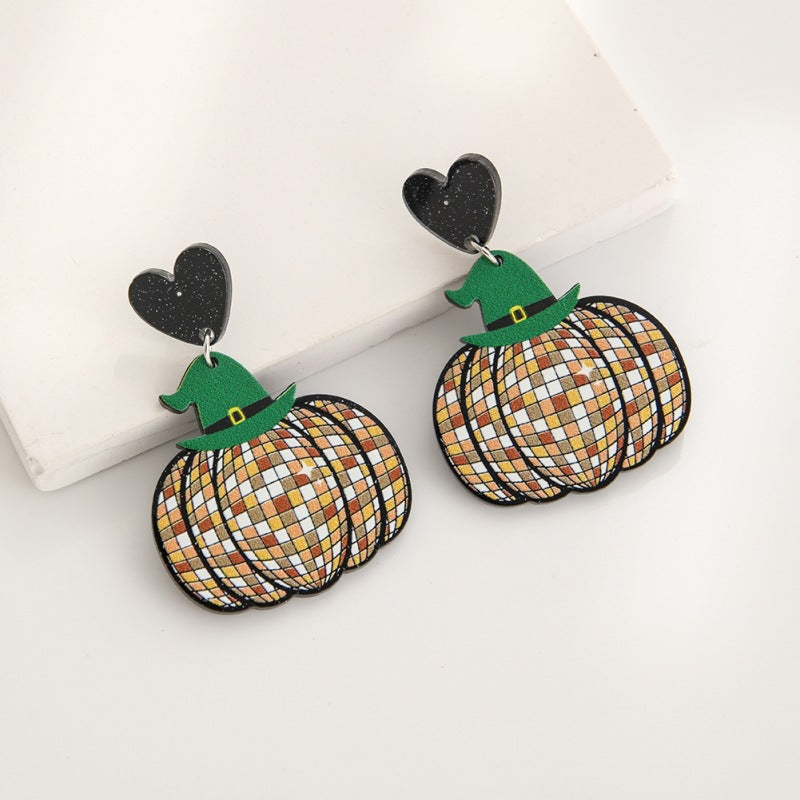 Wholesale Halloween Acrylic Plate Earrings Pumpkin Skull Earrings ACC-ES-YuanQin004