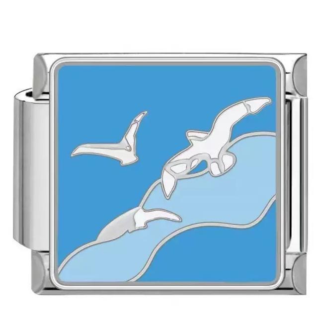 Wholesale Titanium Steel DIY Italian Charm Bracelet With Ocean Pattern Modular Design Fashion Accessory For Everyday Wear
