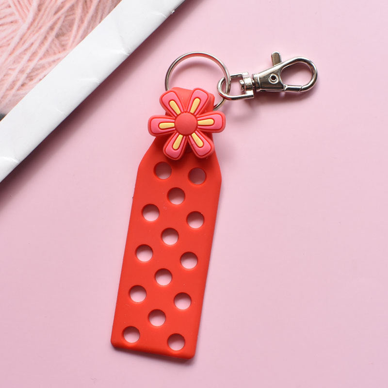 Wholesale Random 10pcs Colored Flower PVC Soft Adhesive DIY Board Keychains ACC-KC-RYY004