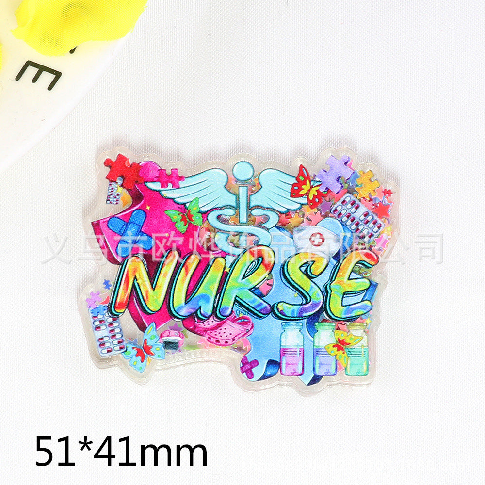 Wholesale 10pcs DIY Flatback Cartoon Christmas Snowman Acrylic Flatback Badge Reels Retractable Keychain DIY Accessories