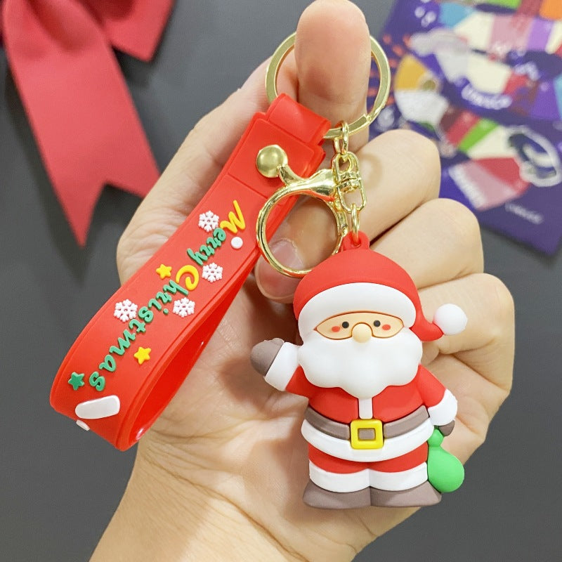 Wholesale PVC Soft Rubber Creative Christmas Old Man Christmas Tree Keychain ACC-KC-WuY002