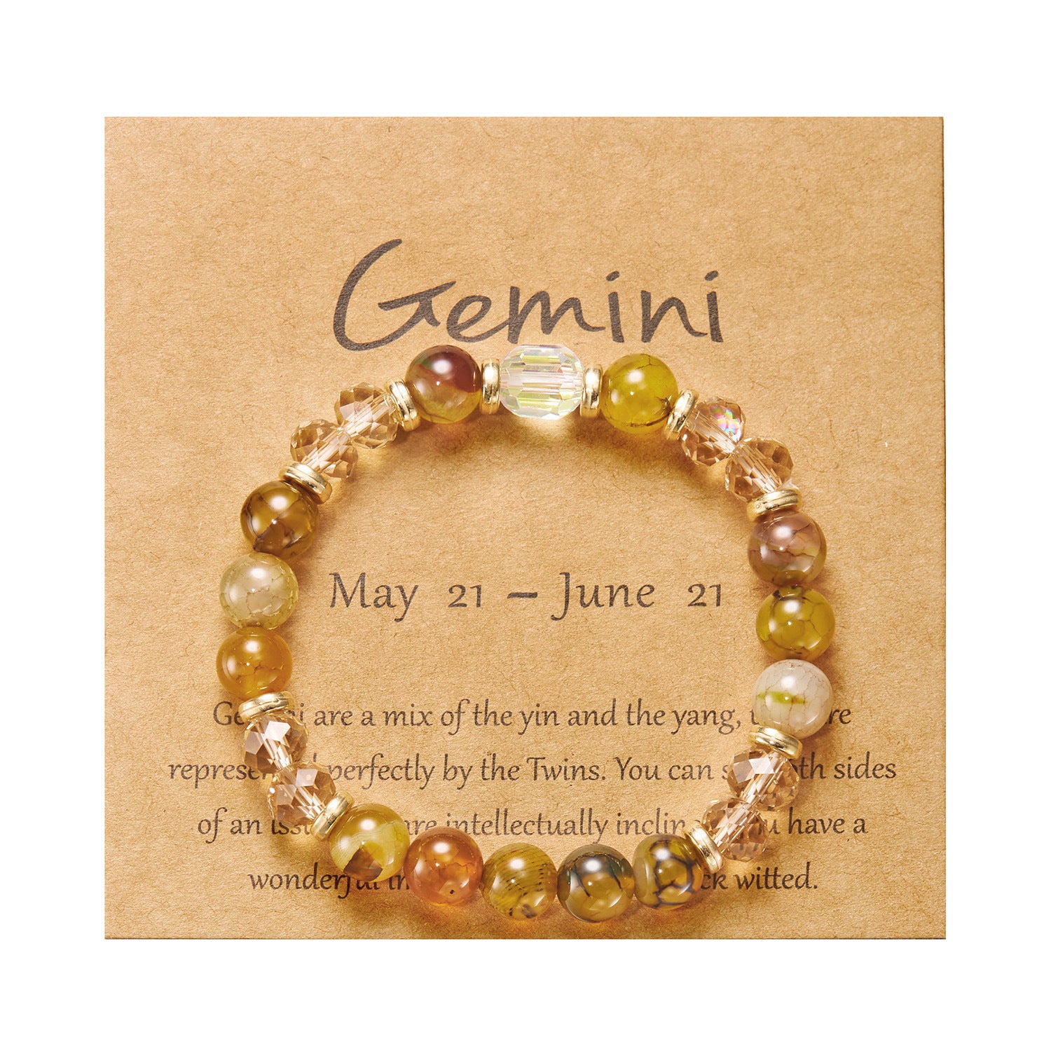 Wholesale Twelve Constellation Color Natural Stone Crystal Paper Card Beaded Bracelet