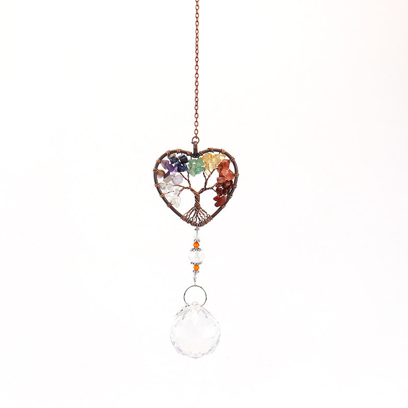 Wholesale  Natural Gravel Tree of Life Crystal Pendant Wind Chimes