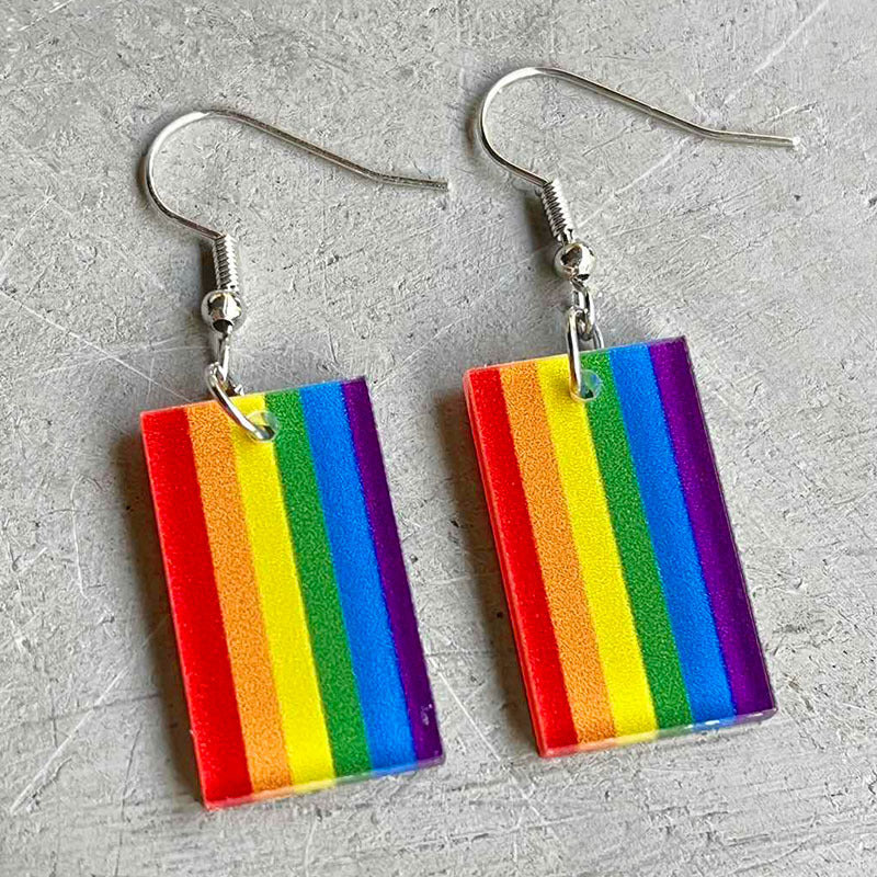 Wholesale 2 Pairs/pack LGBT Rainbow Square Acrylic Earrings Summer ACC-ES-HY006