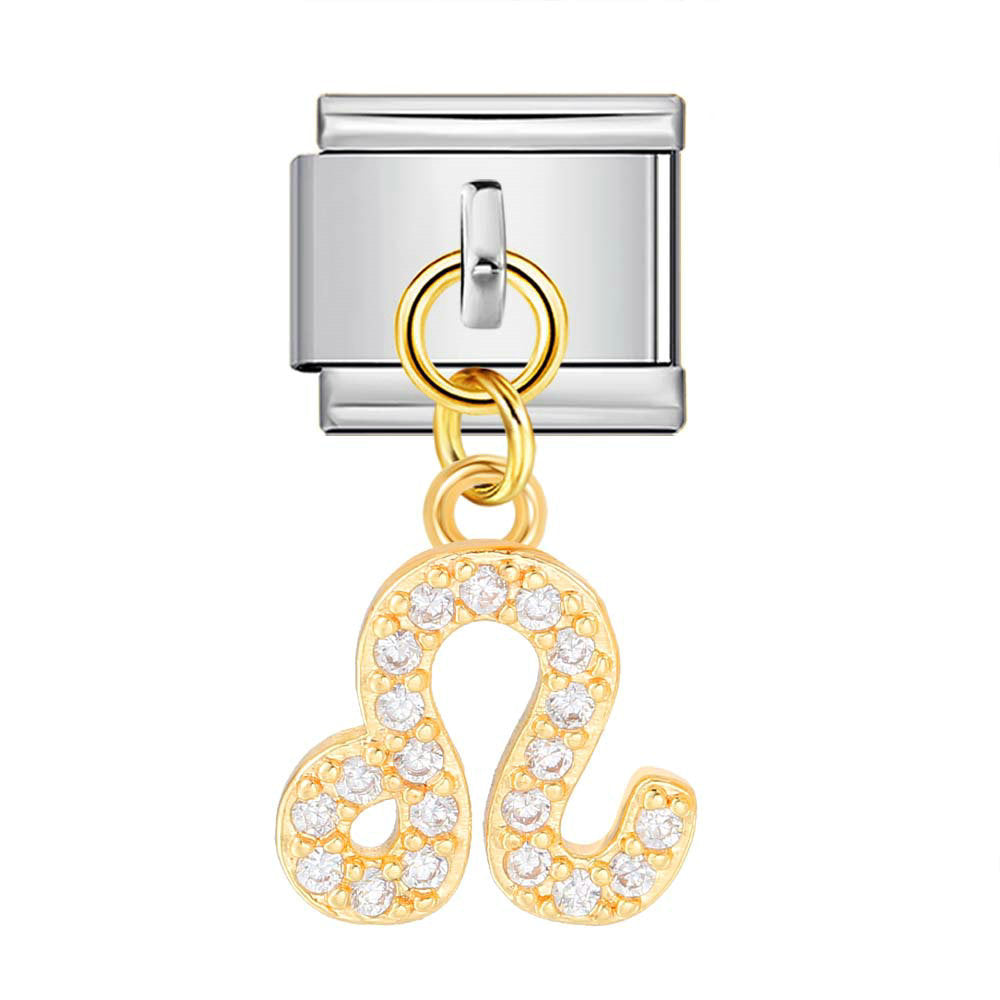 Wholesale 12 Zodiac Signs Rhinestone Pendant Bracelet Stainless Steel Fashion Jewelry Accessory Gift For Boutique Resale