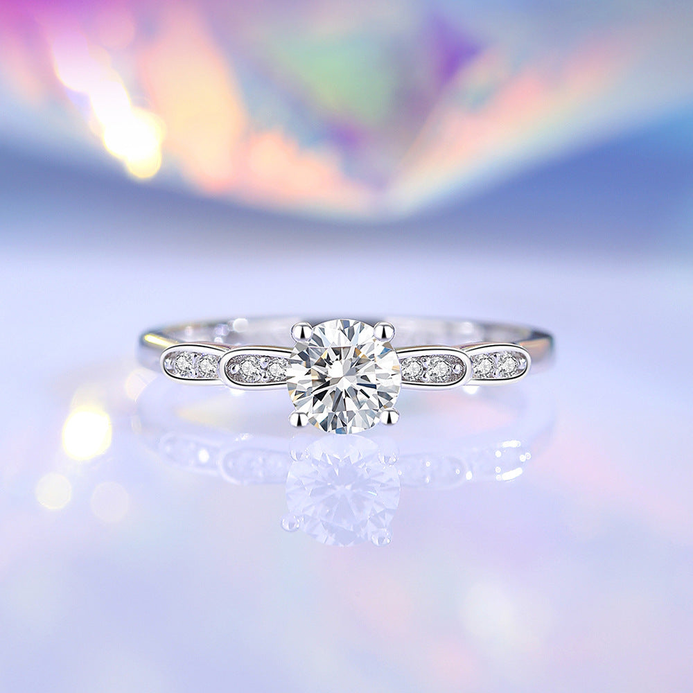 Wholesale 925 Sterling Silver 5mmD Color Mosan Diamond Petal Ring