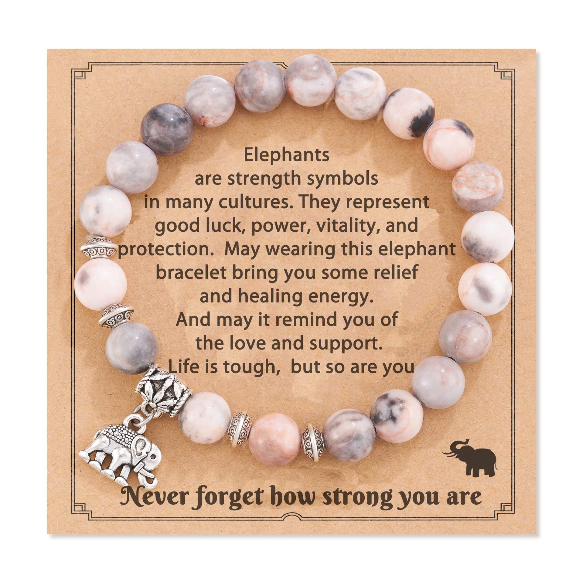 Wholesale 8mm Natural Pink Zebra Stone Beaded Bracelet Graduation Season Gift Friendship Elephant Bracelet Miyuki ACC-BT-ZhongH020