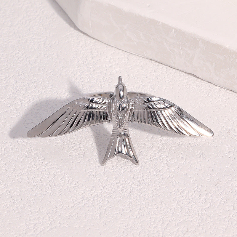 Wholesale Stainless Steel Dove Open Ring Retro Gold Fashion Jewelry Accessory For Gift Party